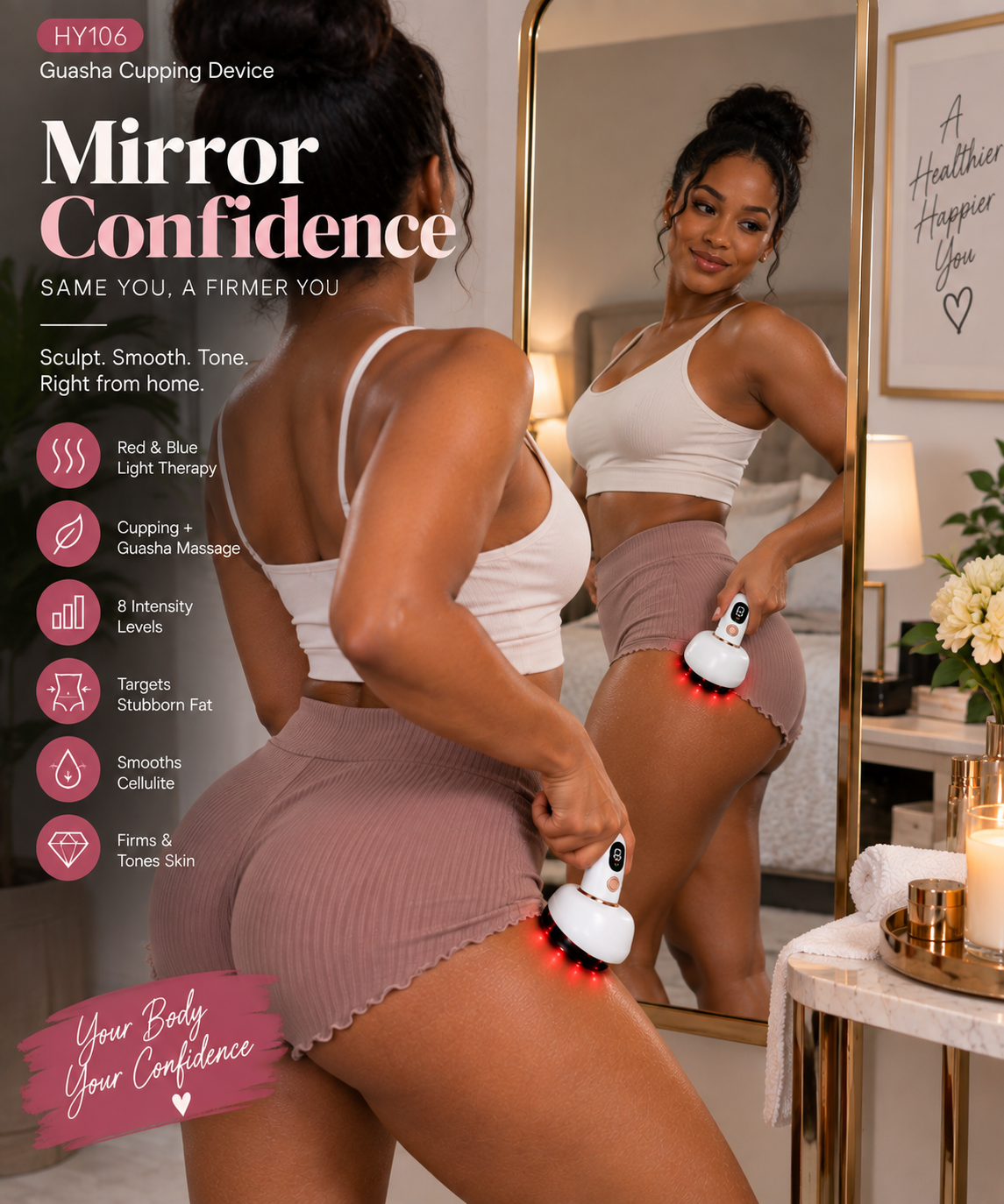 Rechargeable Microcurrent Body Sculpting and Contour Cupping Device.