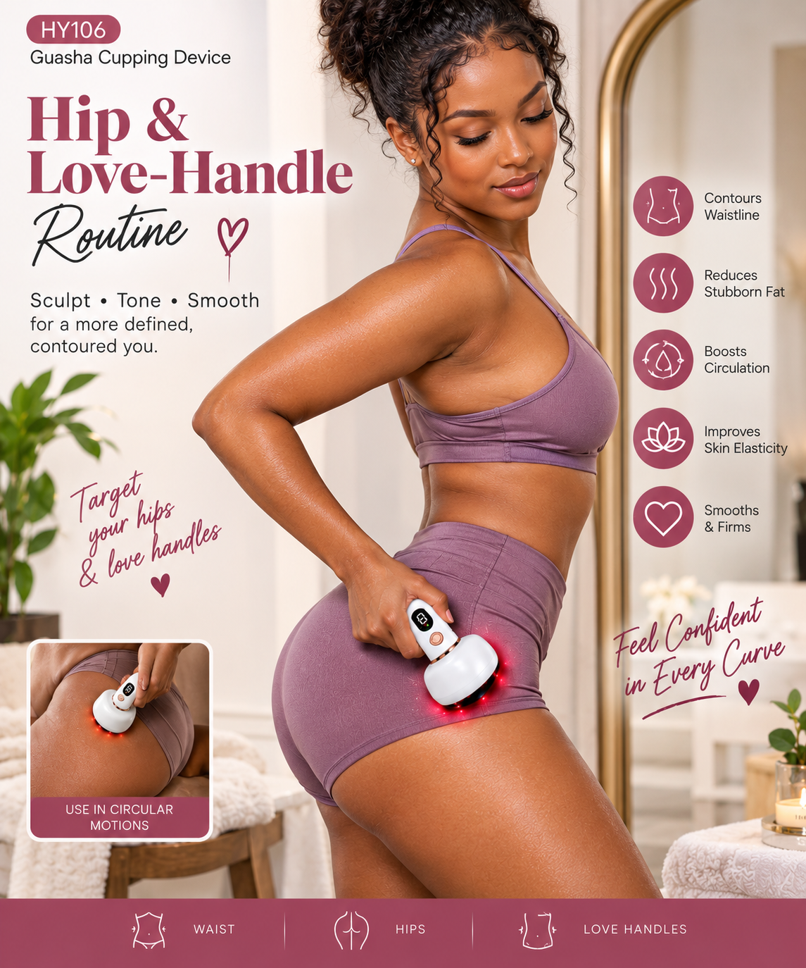 Rechargeable Microcurrent Body Sculpting and Contour Cupping Device.