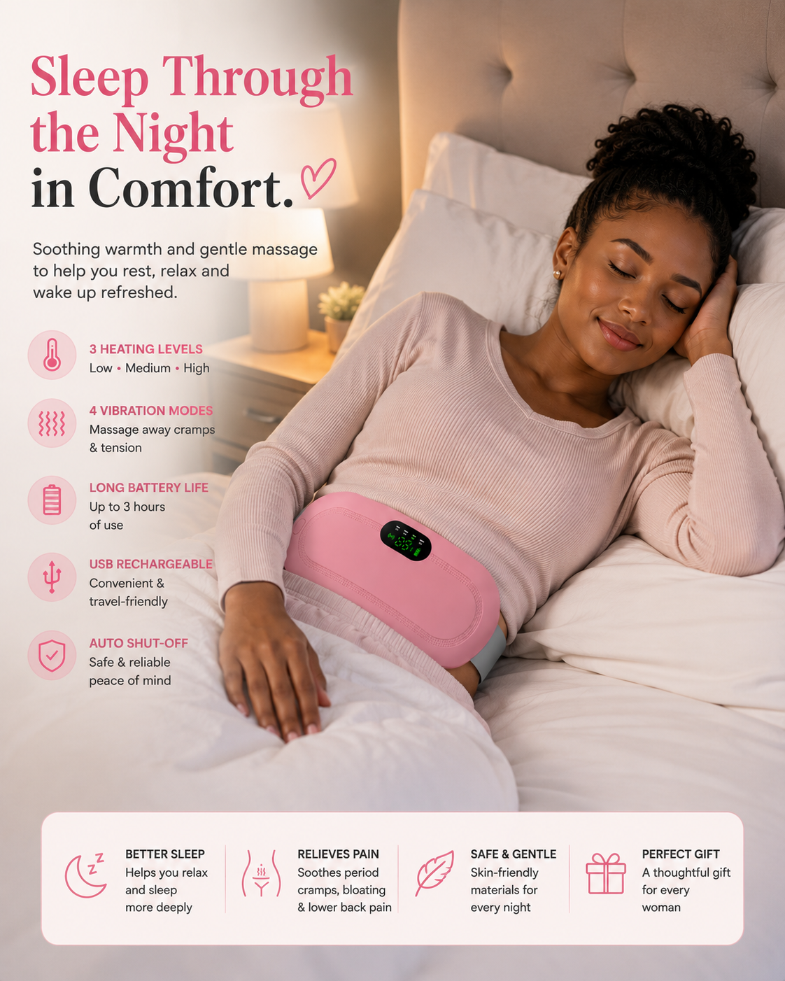 Pain Reliever  Menstrual Heating Pad Warm Massager for Pain Relief from Cramps and Back Pain