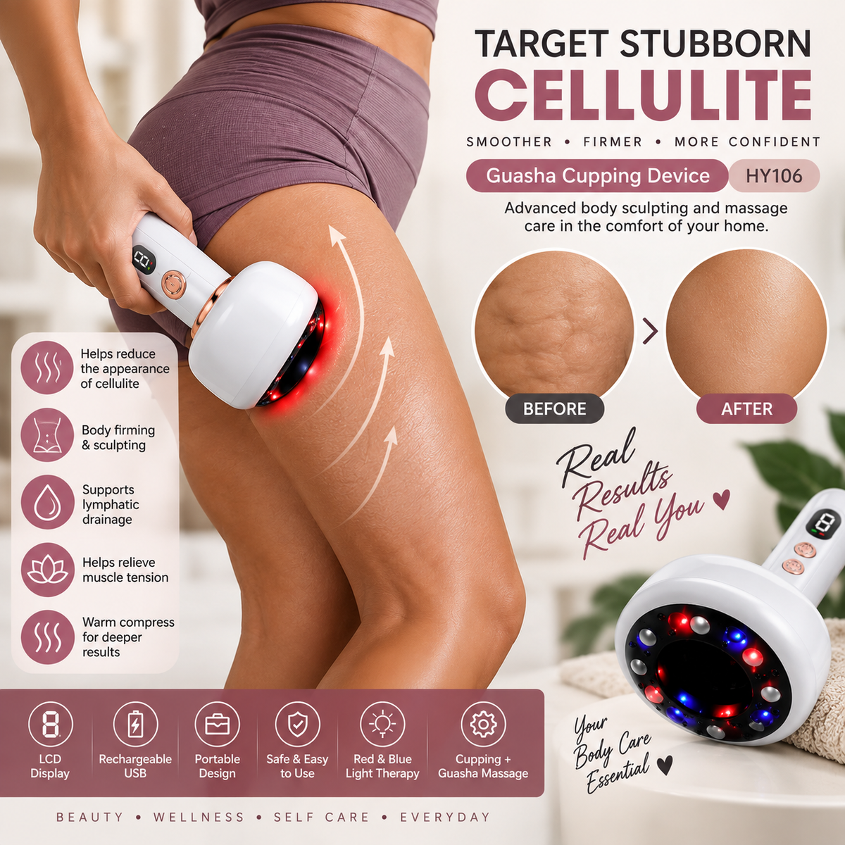 Rechargeable Microcurrent Body Sculpting and Contour Cupping Device.