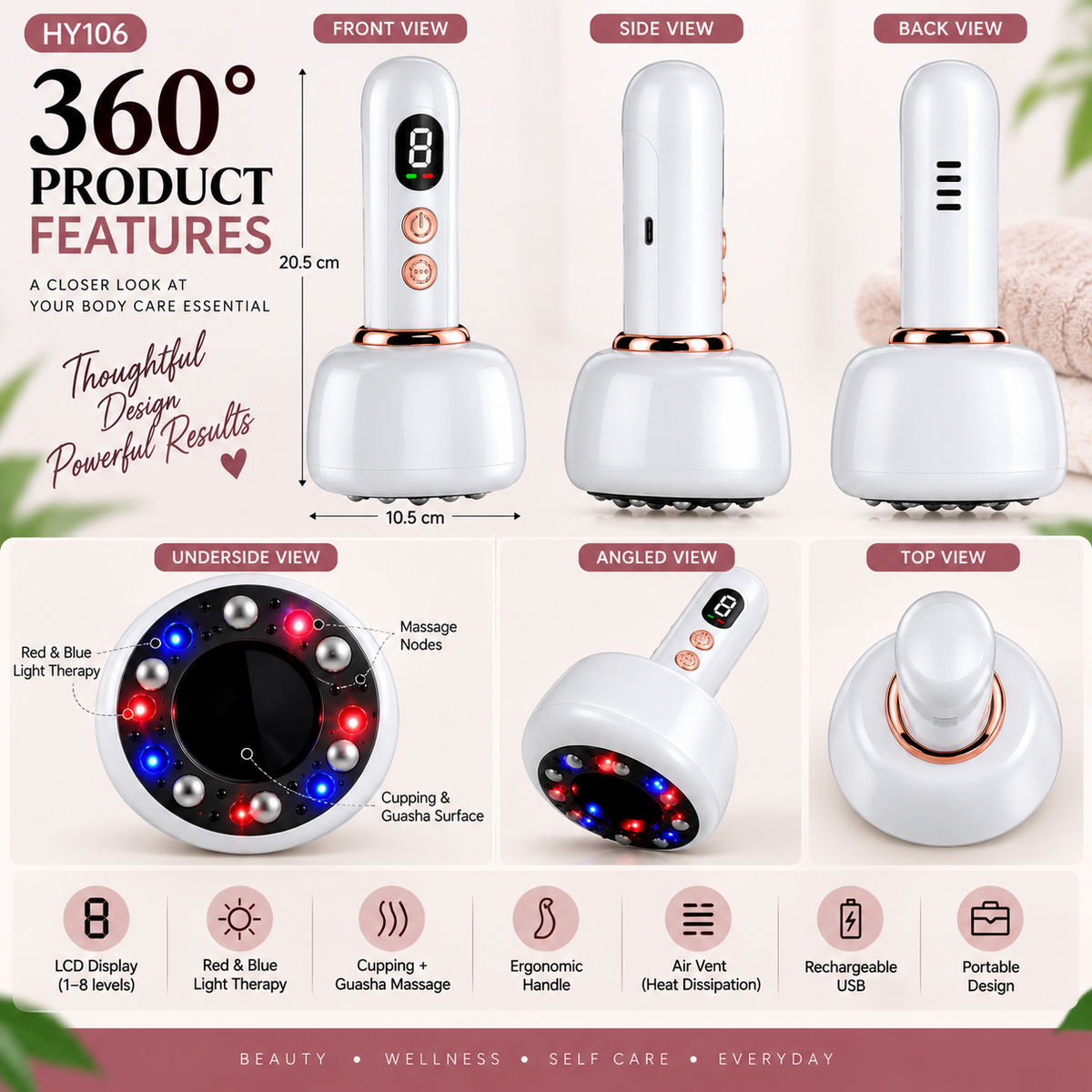 Rechargeable Microcurrent Body Sculpting and Contour Cupping Device.