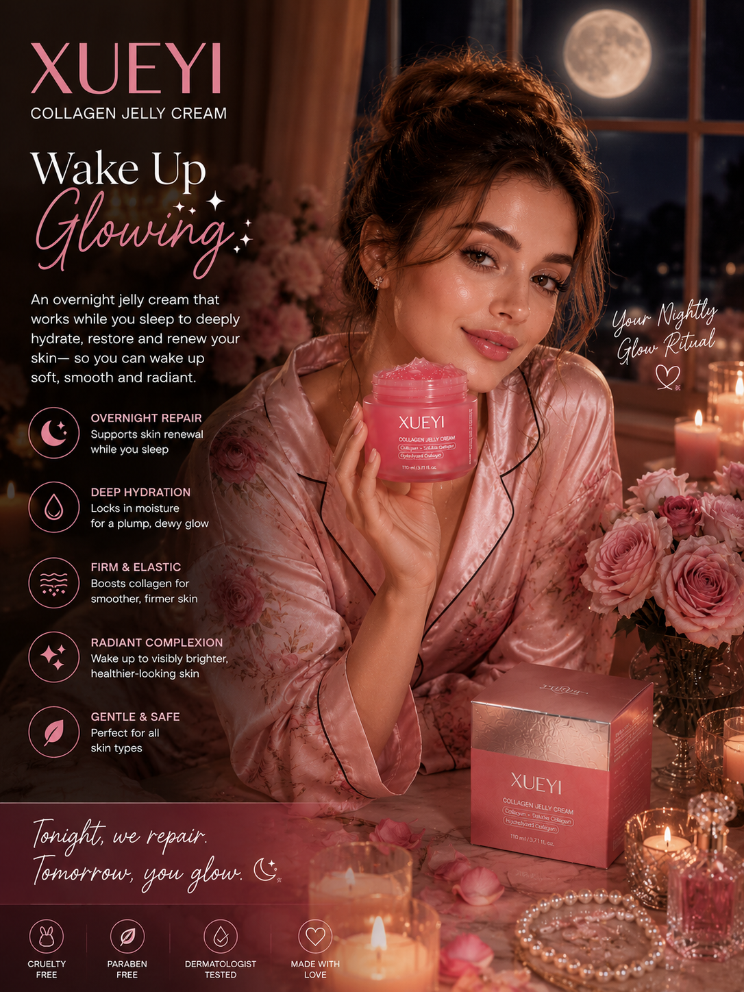 XUEYI Collagen Jelly Cream, Hydrolyzed Collagen For Plumping  Skin 110ml