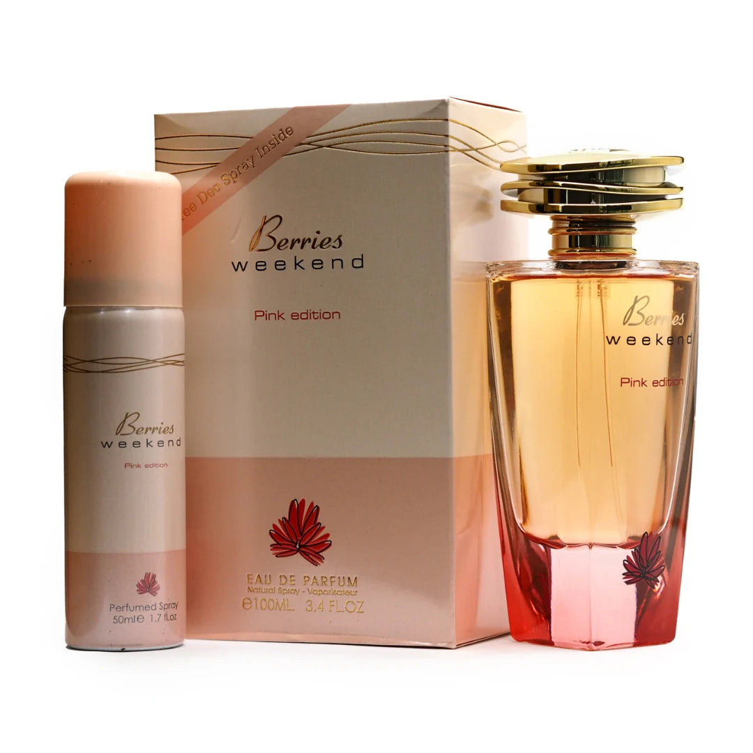Berries Weekend Pink Edition Perfume 100ml with a free Berries Weekend Deodorant Spray 50ml