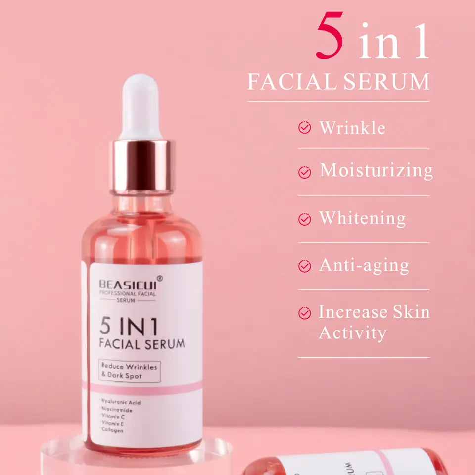 5 in 1 Anti Wrinkle Anti Aging Face Serum with 30% Vitamin C 5% Niacinamide 10% Hyaluronic Acid 10% Vit E 5% Collagen