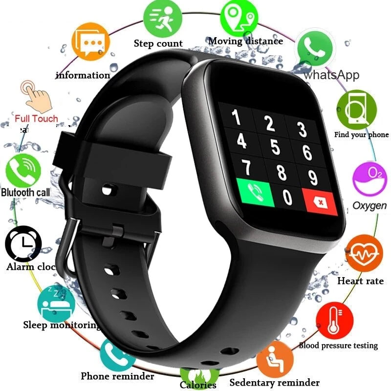 T500 Smart Watch (Answer/Make Call), 1.7" Smartwatch with Text and Call for Android iOS Phones, IP68 Waterproof Fitness Tracker with Sleep Monitor, Pedometer, Blood Oxygen