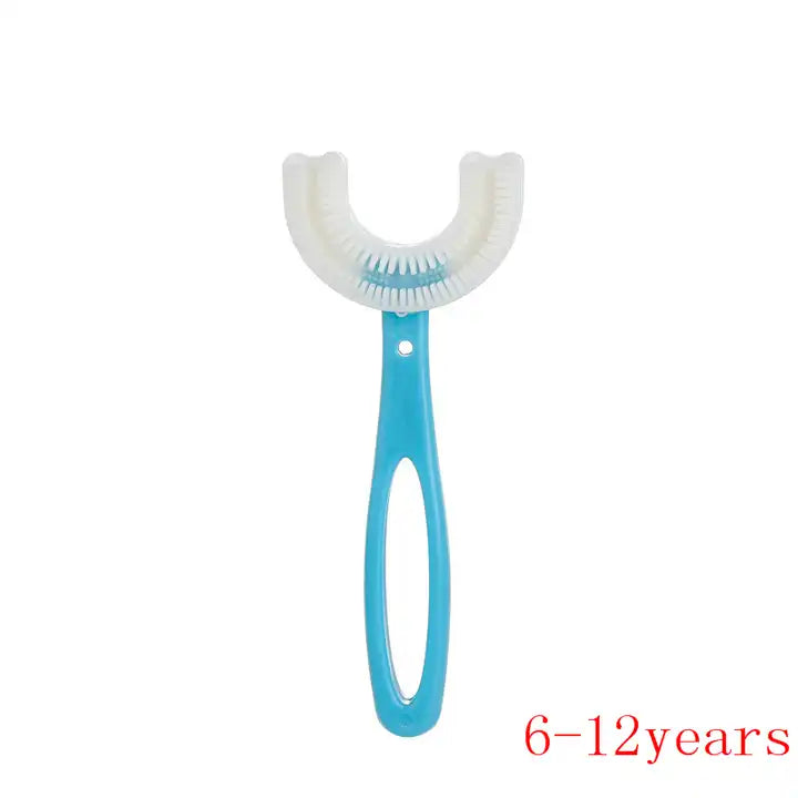 2pack Kids U Shaped Toothbrush With Silicone Brush Head Oral Massage Cleaning Toothbrush For 2-12 Age