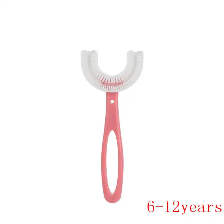 2pack Kids U Shaped Toothbrush With Silicone Brush Head Oral Massage Cleaning Toothbrush For 2-12 Age