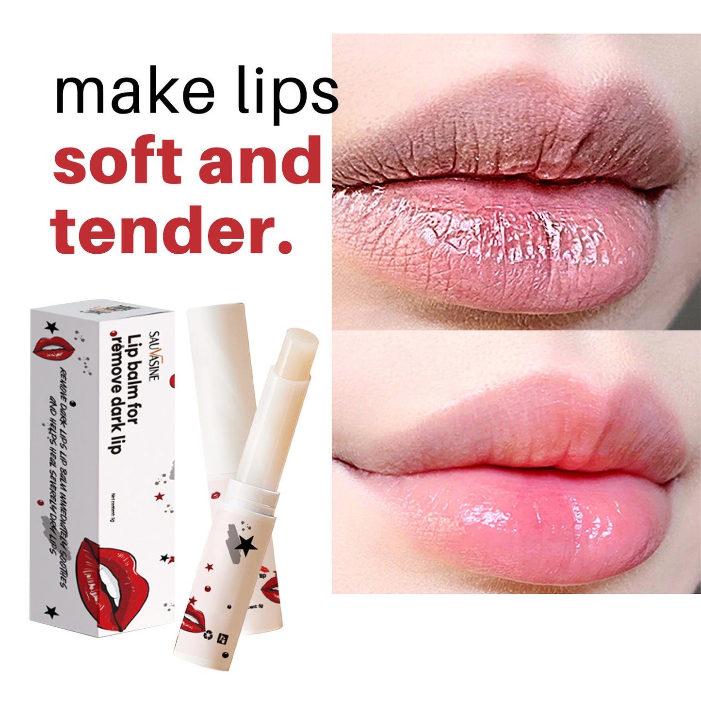 Moisturizing Lip Brightening Balm Cream for Dark Lips with free Lip Plumper