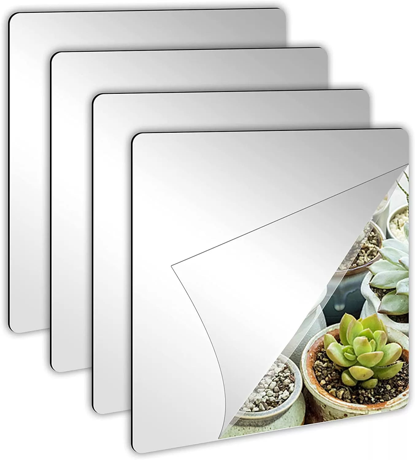 30cm Square Wall Mirror Stickers (Pack of 3)