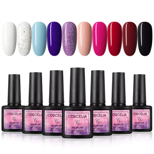 12Pcs UV Gel Polish, 10 Color Gel, 1 top coat and 1 Base coat