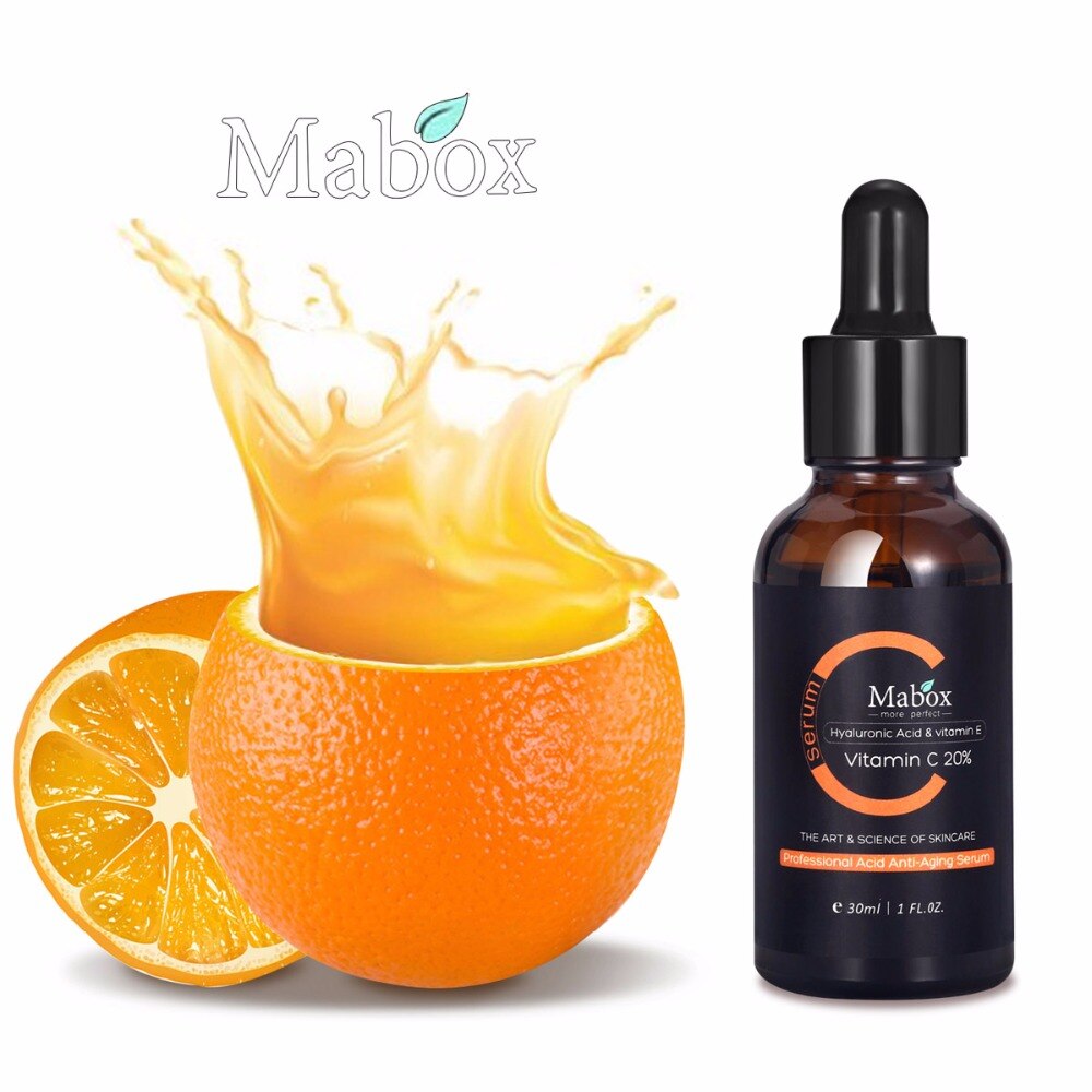 Mabox Vitamin C Liquid Serum Anti-aging Whitening VC Essence Oil Topical Facial Serum with Hyaluronic Acid & Vitamin E Retinol