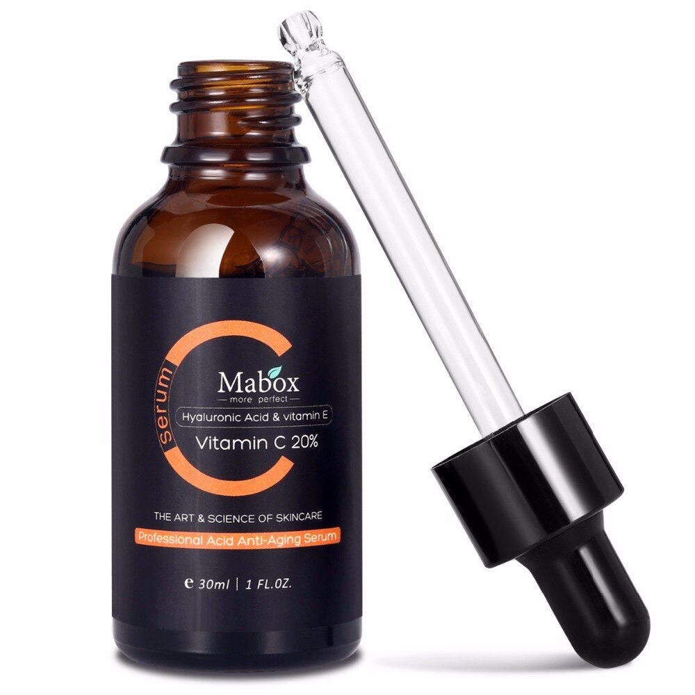 Mabox Vitamin C Liquid Serum Anti-aging Whitening VC Essence Oil Topical Facial Serum with Hyaluronic Acid & Vitamin E Retinol