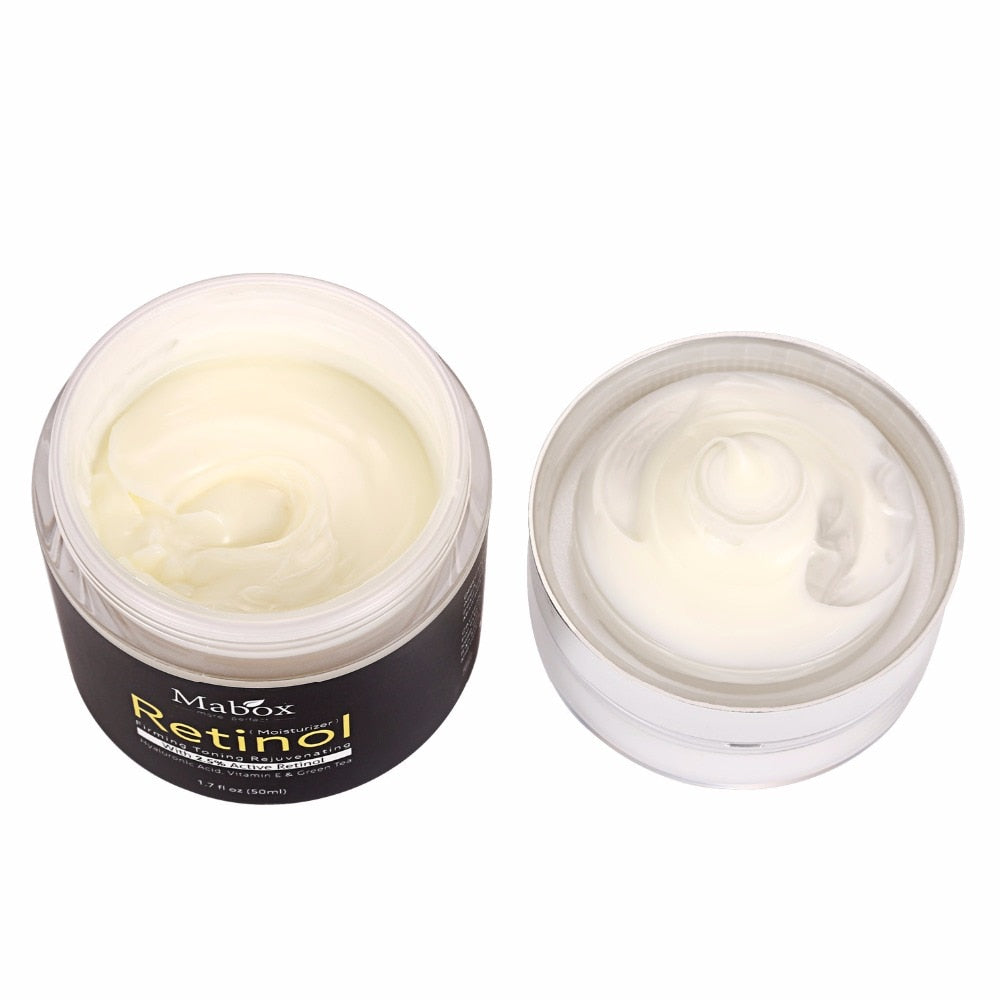 Mabox 50ml Retinol 2.5%Moisturizer Face Cream Hyaluronic Acid AntiAging Remove Wrinkle Vitamin E Collagen Smooth Whitening Cream